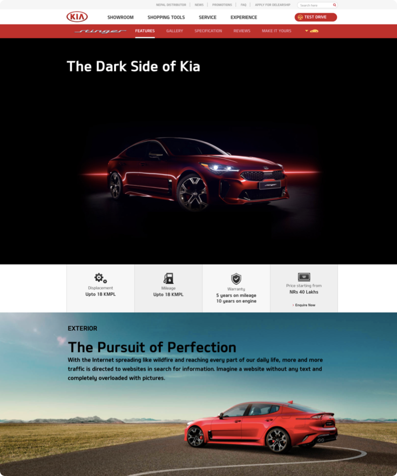 Website & Admin Panel for Kia Motors